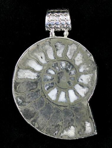 Pyritized Ammonite Fossil Pendant - Sterling Silver #21002